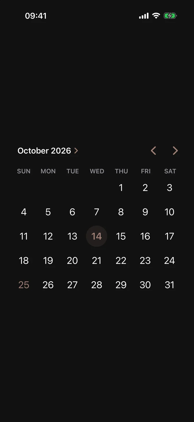 Inline calendar with a selected date