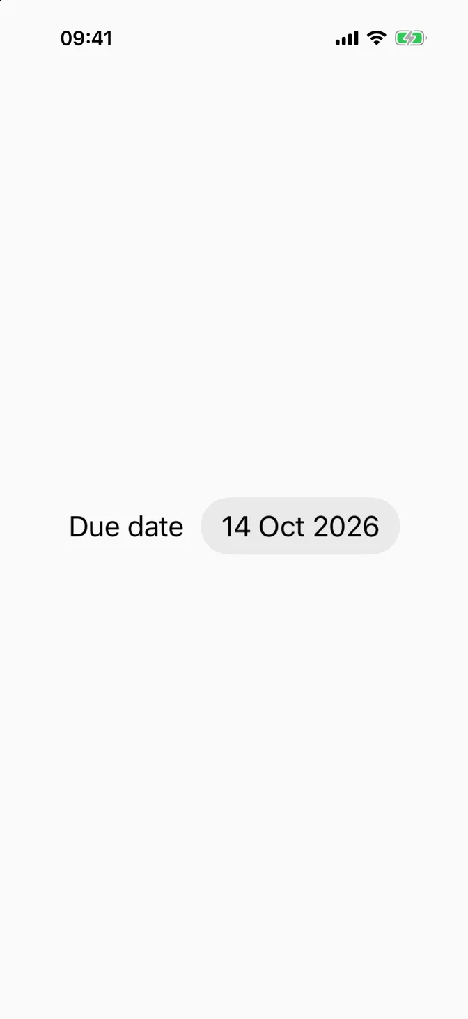 Date picker showing a due date