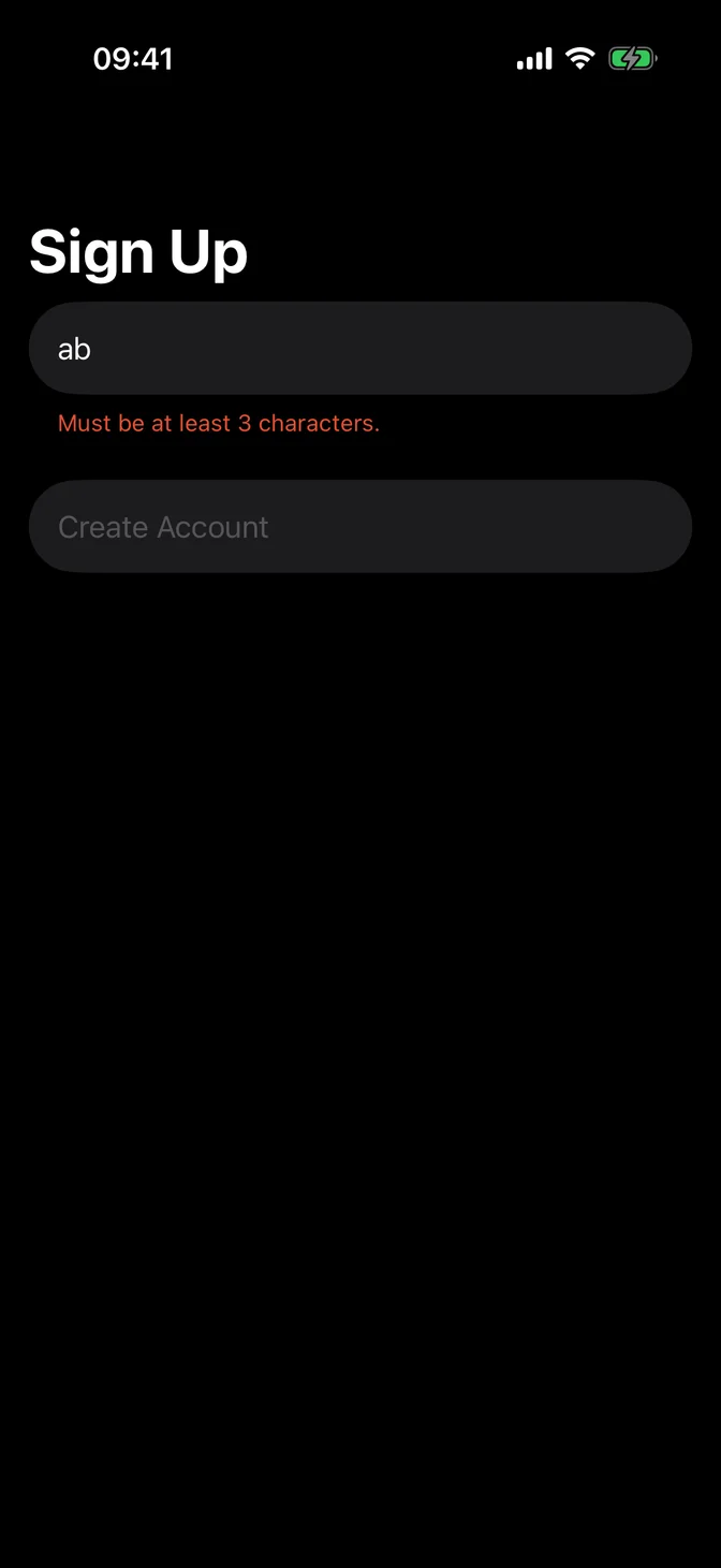 Form with an error in the section footer and a disabled button