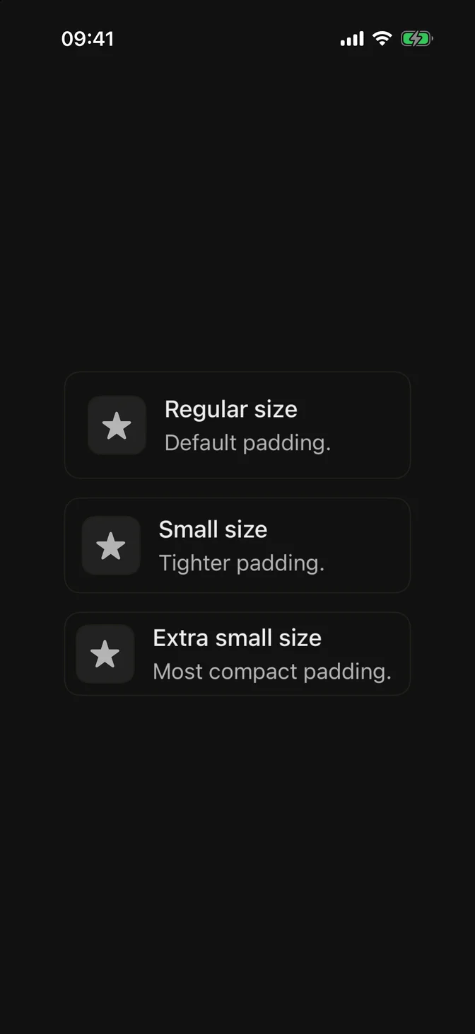 FLXItem sizes