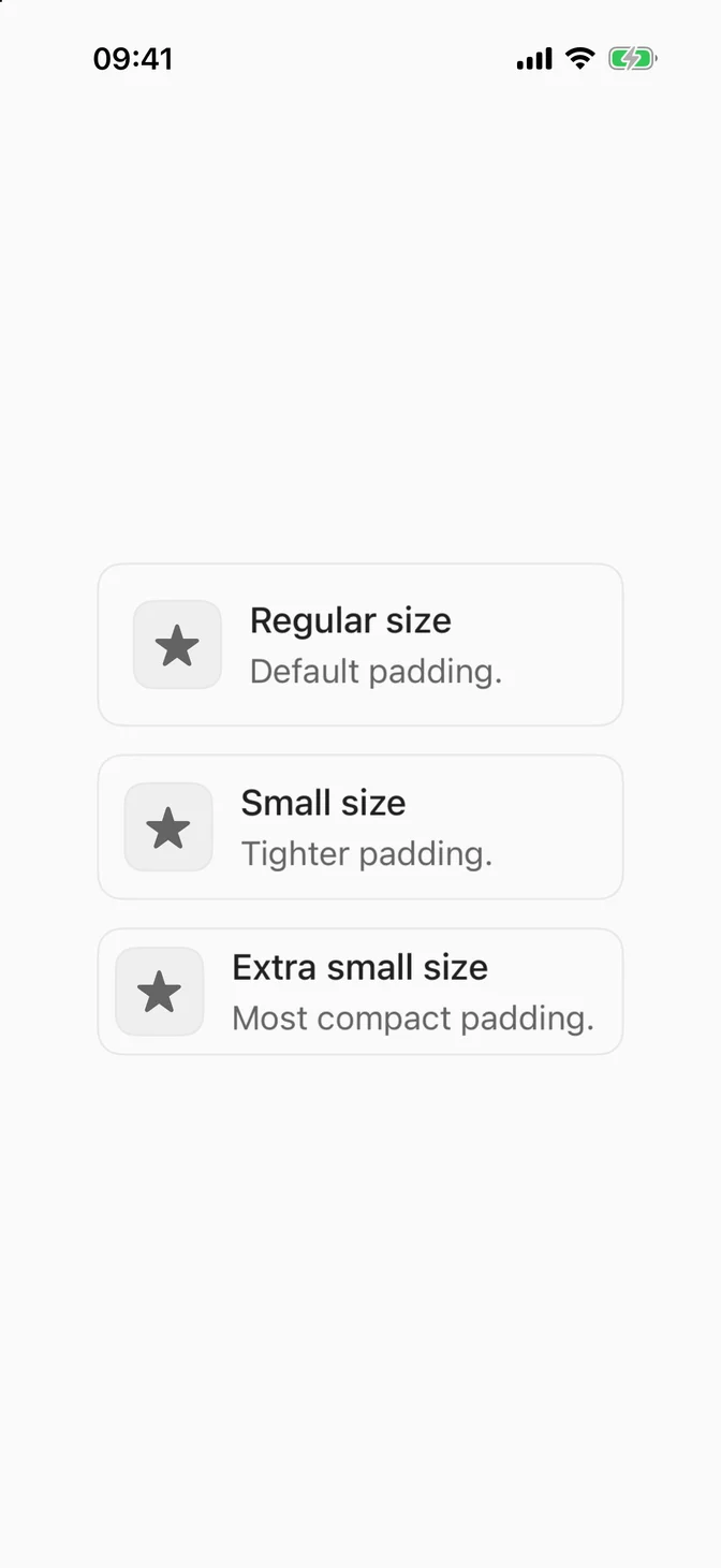 FLXItem sizes