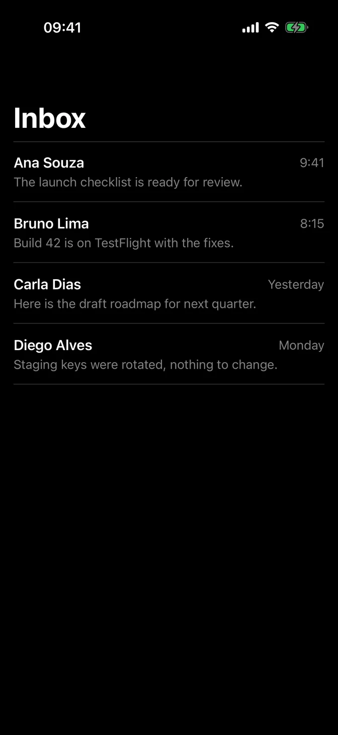 Plain list of messages