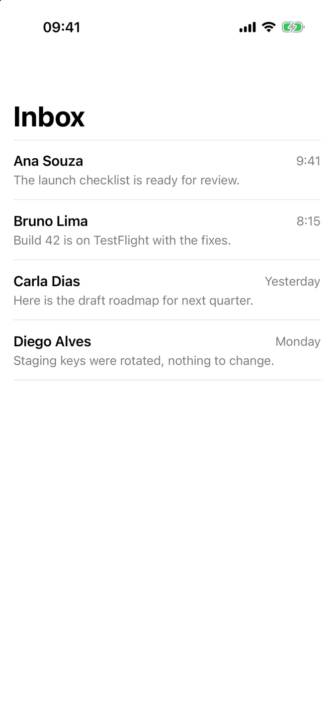 Plain list of messages