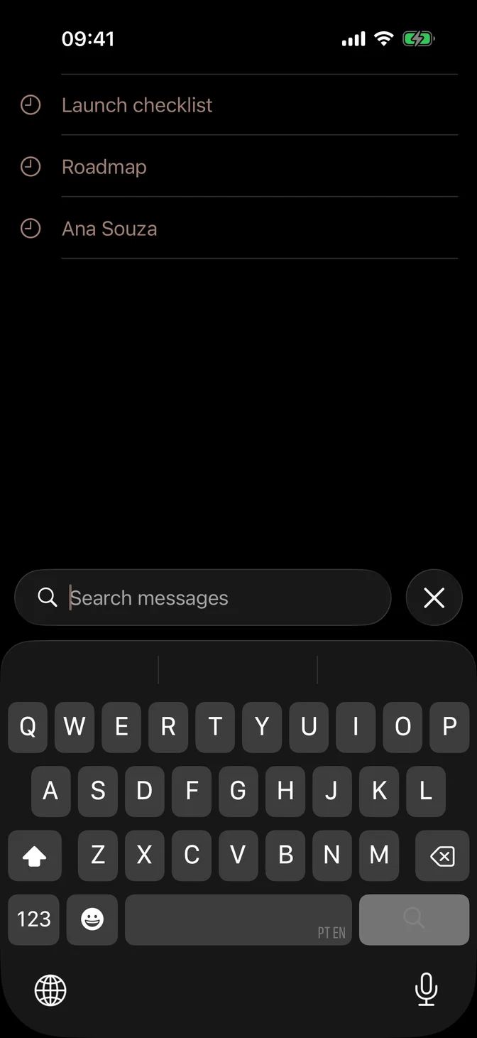Search field with recent searches
