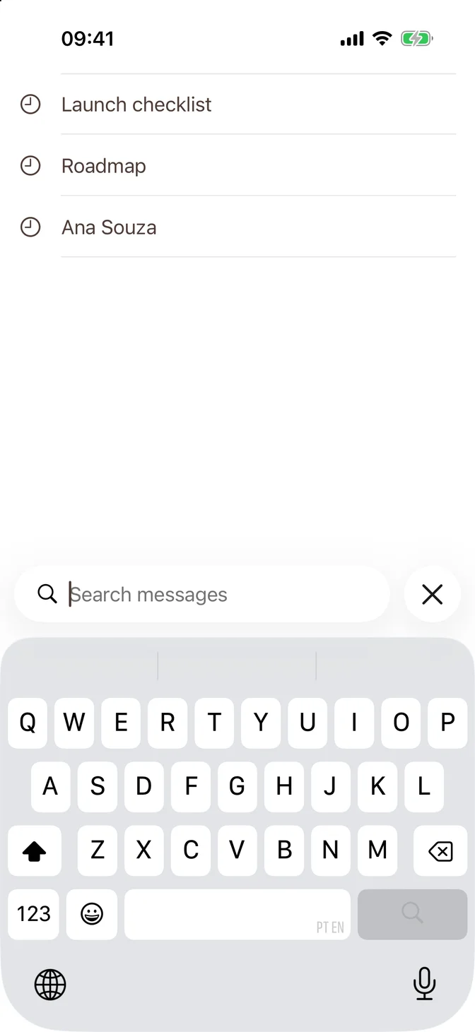 Search field with recent searches