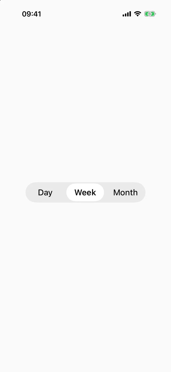 Native segmented control with day, week, and month