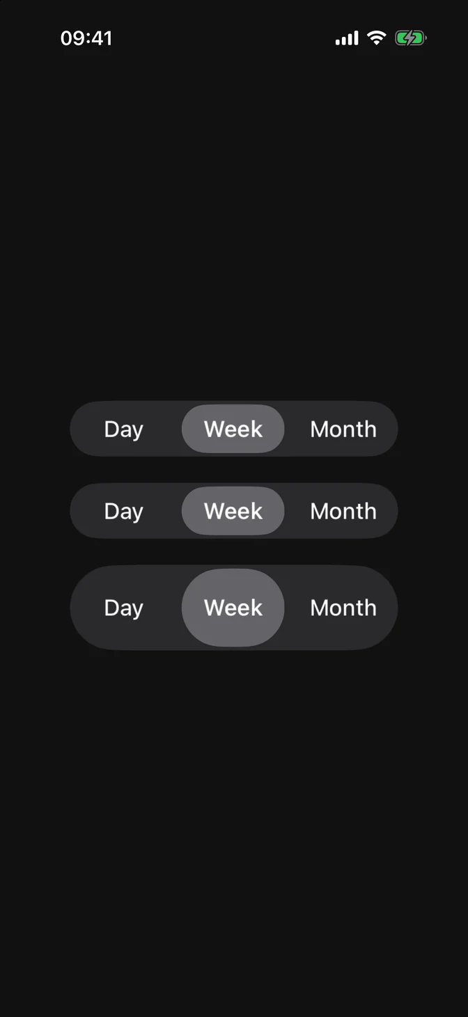 Small, regular, and large segmented controls
