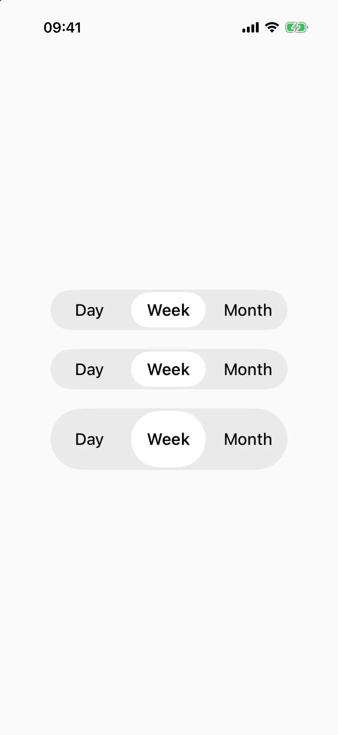 Small, regular, and large segmented controls