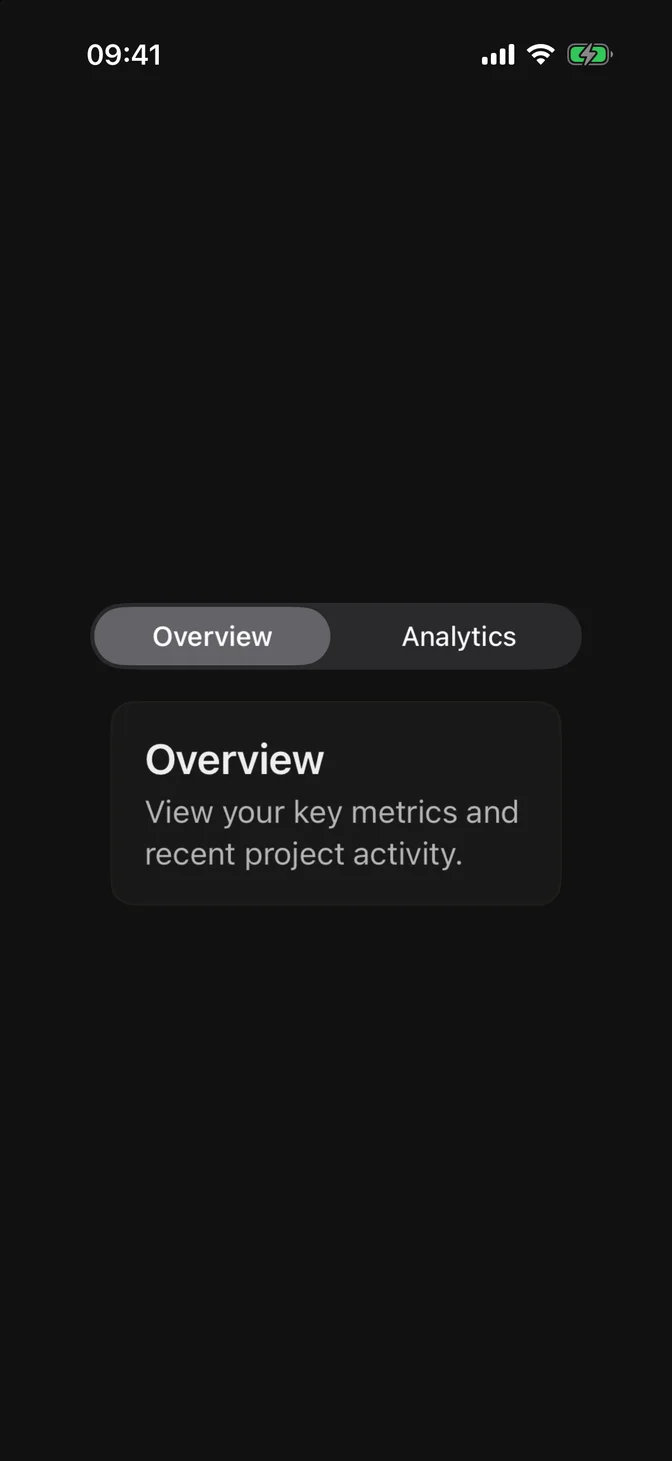 Segmented control switching between overview and analytics