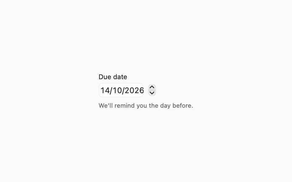 Due date picker with a label and a description
