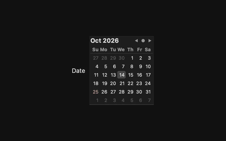 Calendar with a selected date