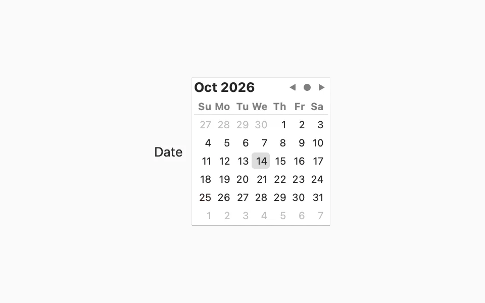 Calendar with a selected date