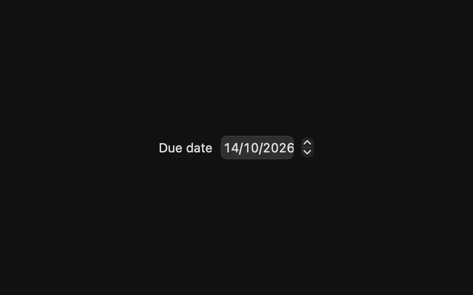 Date picker showing a due date, with its label
