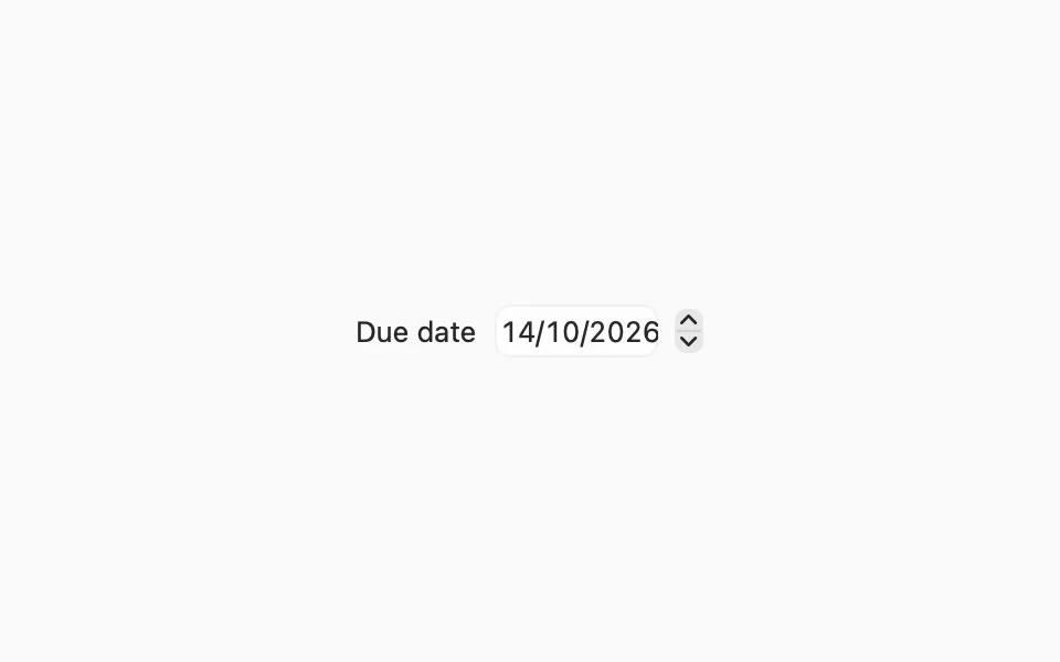 Date picker showing a due date, with its label