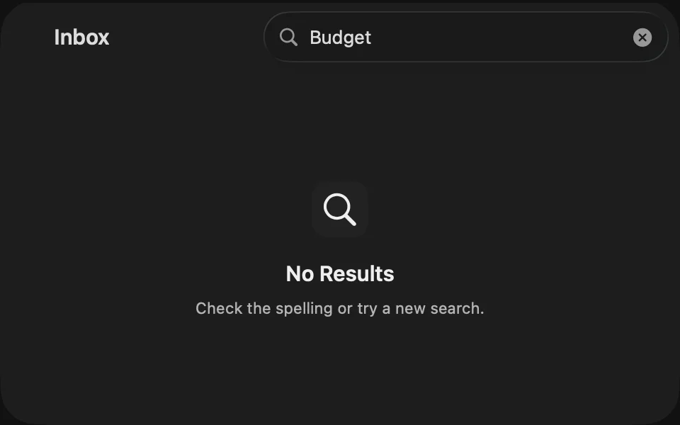 Search with no results and an empty state