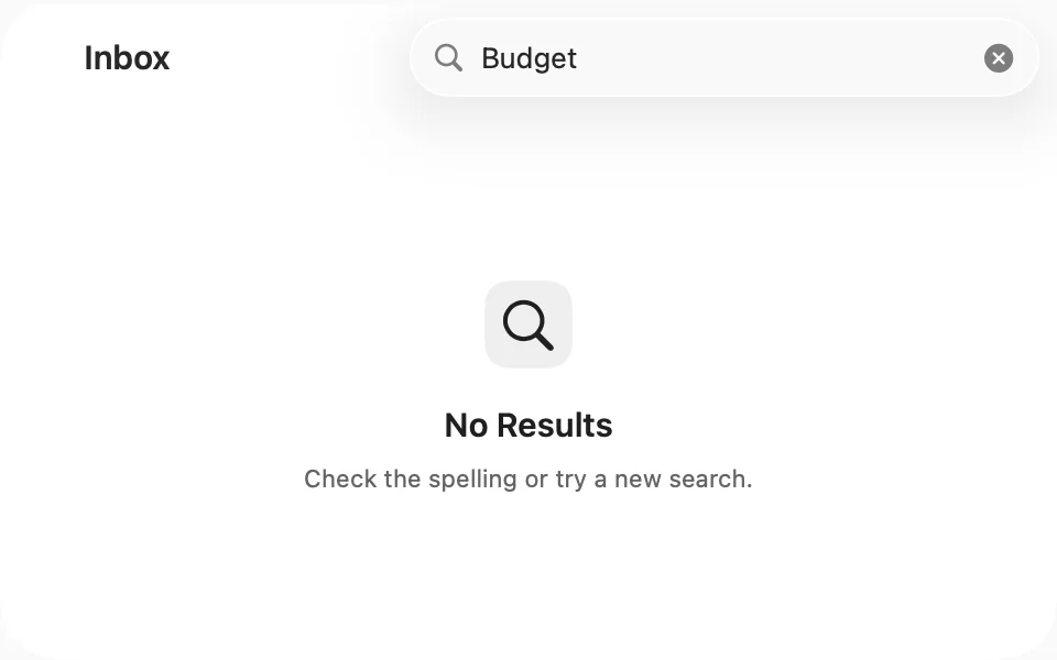 Search with no results and an empty state