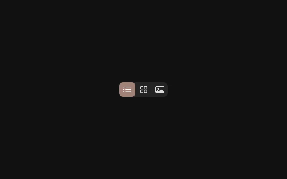 Segmented control with list, grid, and gallery icons