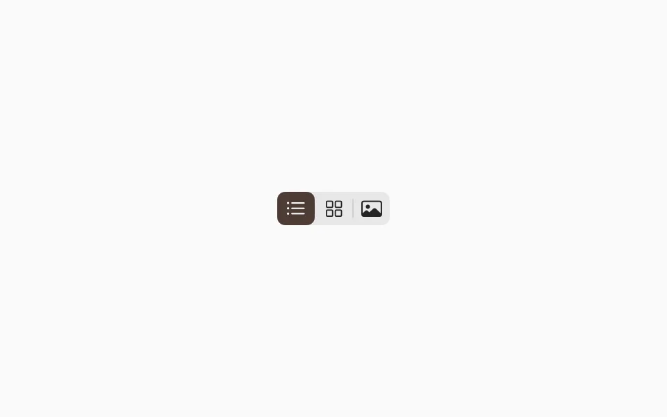 Segmented control with list, grid, and gallery icons