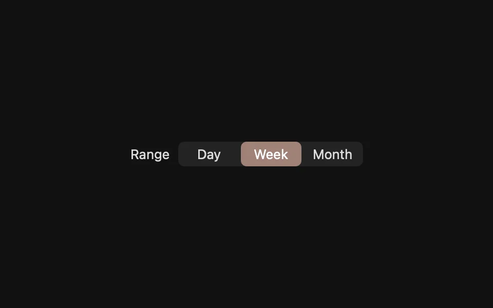 Native segmented control with day, week, and month, and its label